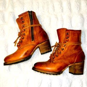 FREEBIRD by Steven Cavalier Ankle Boot Brown Leather Women's Size 9 Lace Up Zip